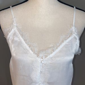 Laced Spaghetti Strap Button-Up Tank